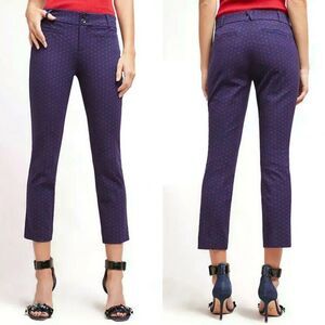 Anthropologie The Essential Slim Trousers Pants Navy Blue and Red Cropped Ankle